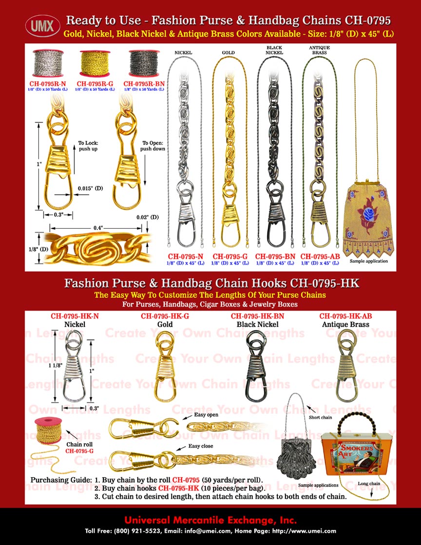 UMX Catalogues - Stylish Fashion Purse Chains and Beaded Metal Handle Frame Hardware