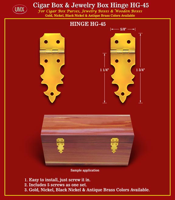 HG-45 Metal Hinge With Screws For Cigar Box, Jewelry Box, Wood Boxes Hardware Accessory