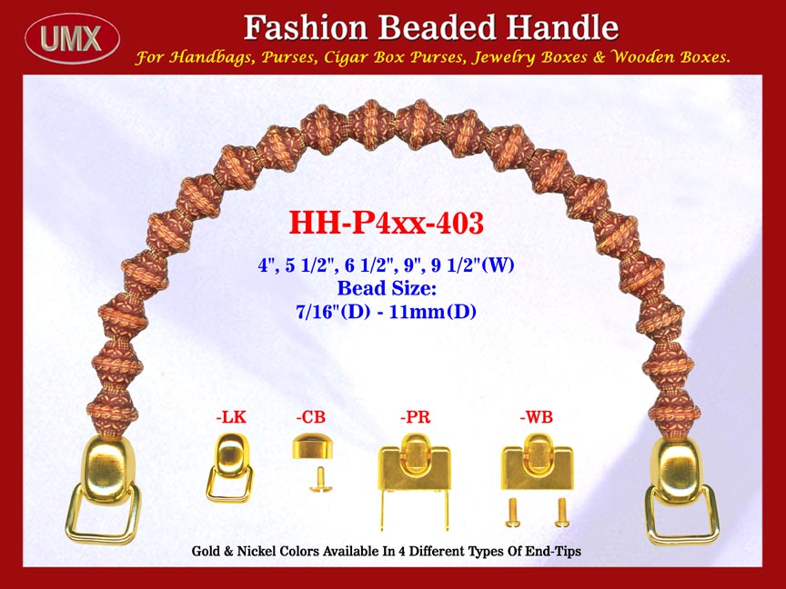 HH-Pxx-403 Beaded Handle with Bee Hive Bicone Bali Beads: For Designer Handbag Making