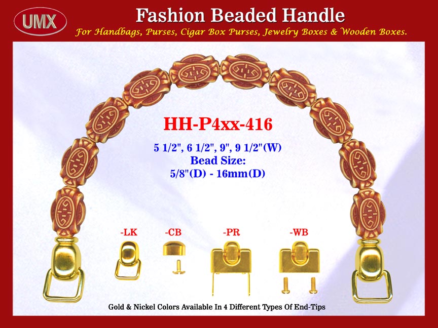 HH-Pxx-416 Beaded Handle with Pattern Carved Perfume Bottle Bali Bone Beads For Designer Handbag Making