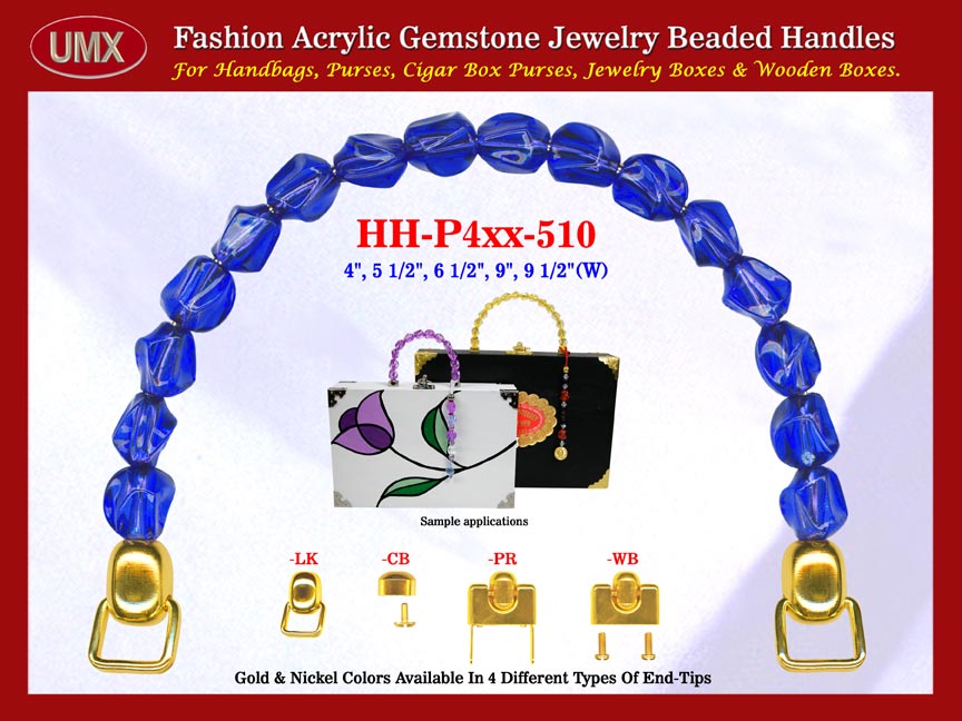 We are supplier of wholesale women's handmade purse making hardware supply. Our wholesale women's handmade purse handles are fashioned from deep Topaz gemstone beads - acrylic gemstone beads.