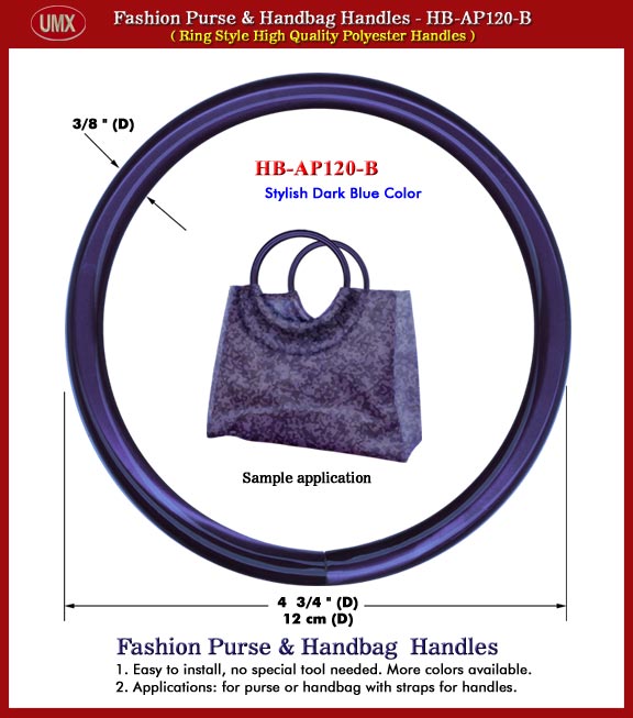 Fashion Purse and Handbag Polyester Plastic Handle - Stylish Dark Blue Color Ring
Style Handles