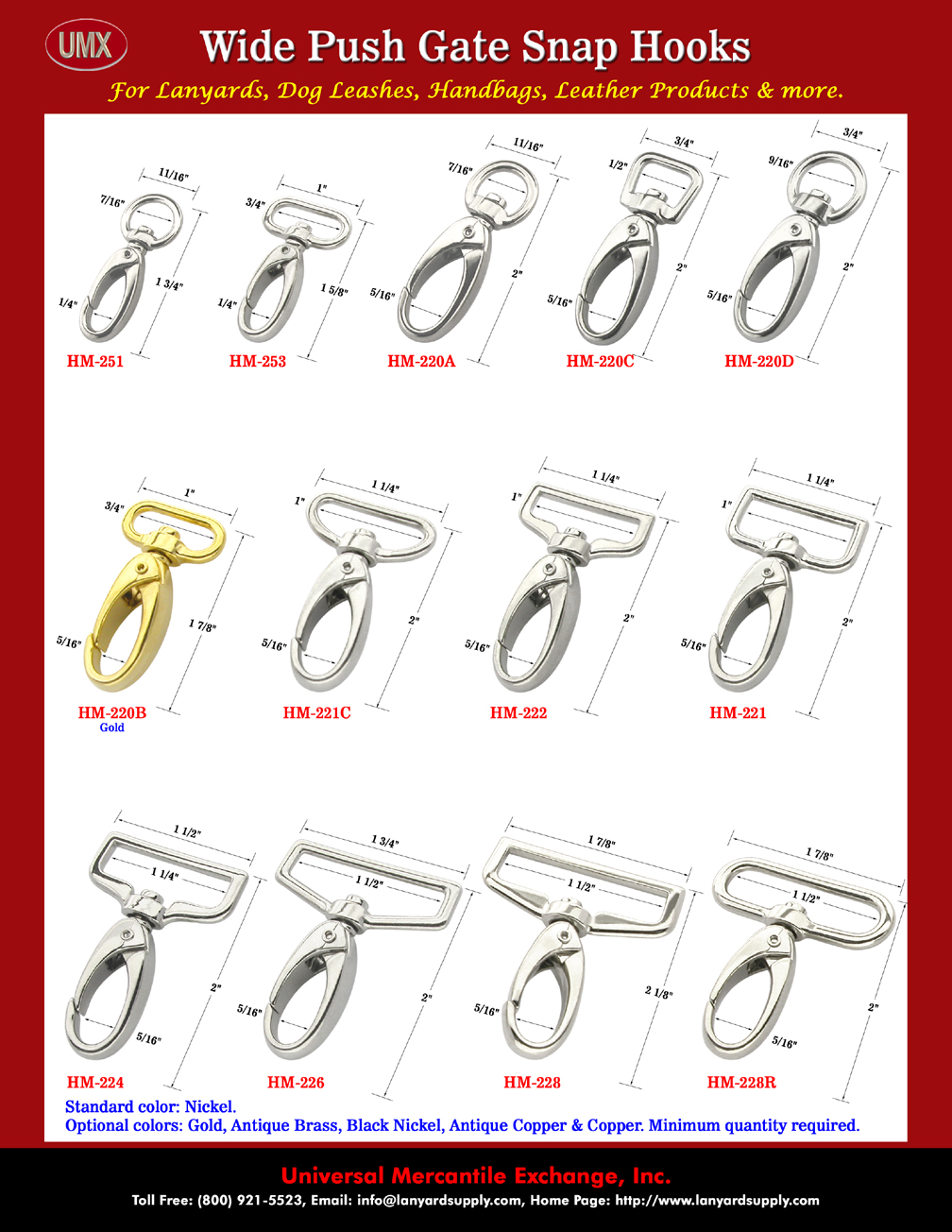 Wide Push Gate Snap Hooks - For Easy Open - Schematic Drawing