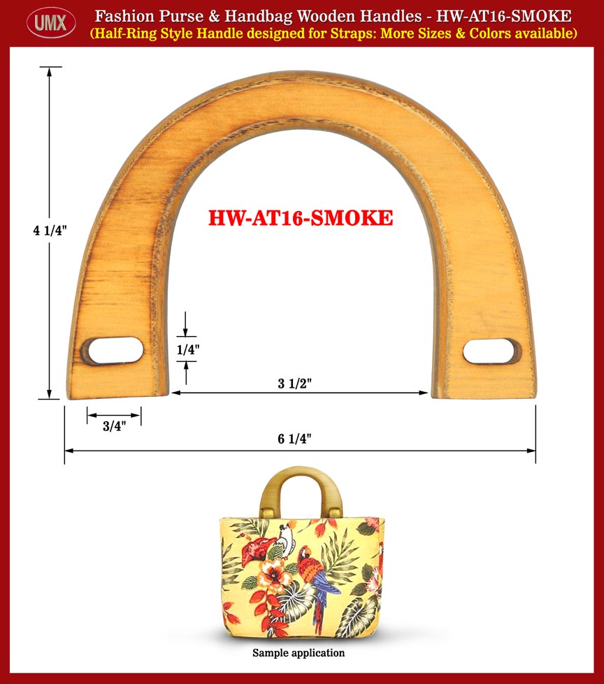 Fashion Purse and Handbag Wooden Handle - Hand made Half-Ring Wood
HW-AT16-SMOKE-COLOR