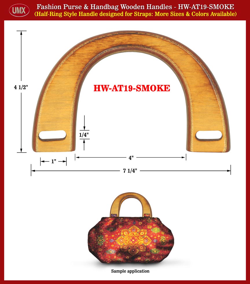 Wood Fashion Purse and Handbag Handle - Hand made Half-Ring Wooden
HW-AT19-SMOKE-COLOR