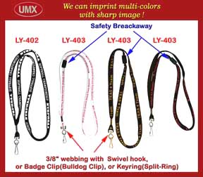 3/8 inch LY-402 custom logo lanyard and safety break-away neck lanyards LY-403