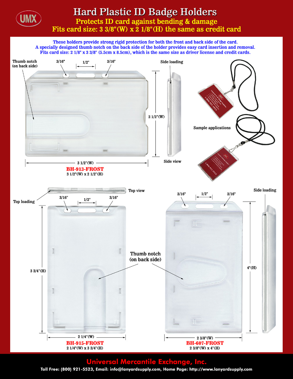 These frosted rigid plastic badge holders provide 