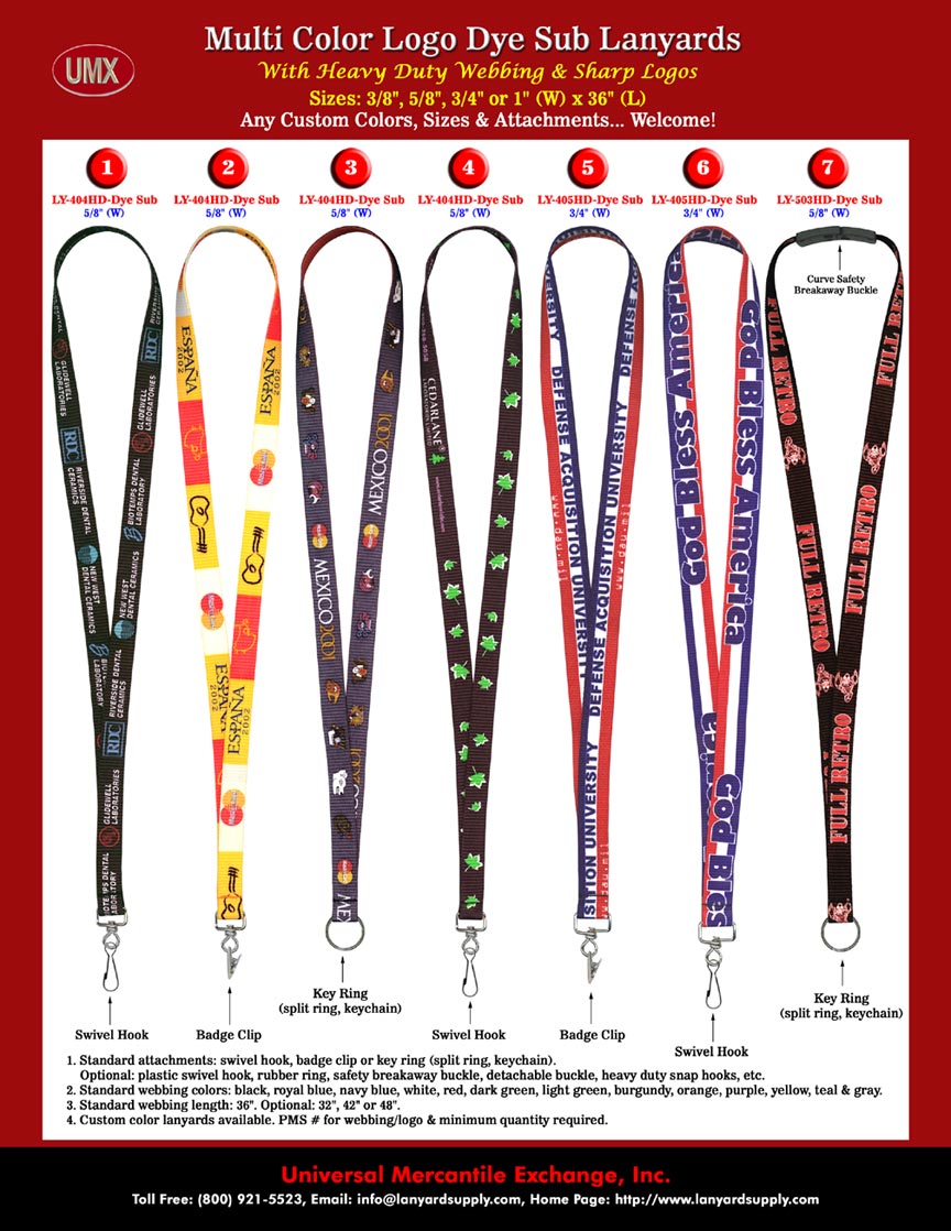 Dye Sub Lanyards: With Dye Sublimated Multi-Color Logos