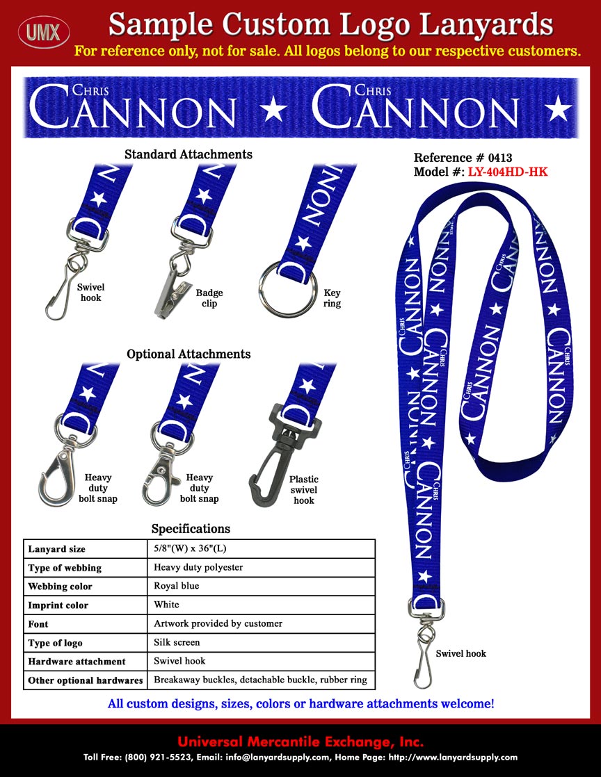 5/8" Custom Printed Lanyards: Cardow JEWELERS ST. THOMAS Lanyards - with Cardow dot Com Web Address Printed.