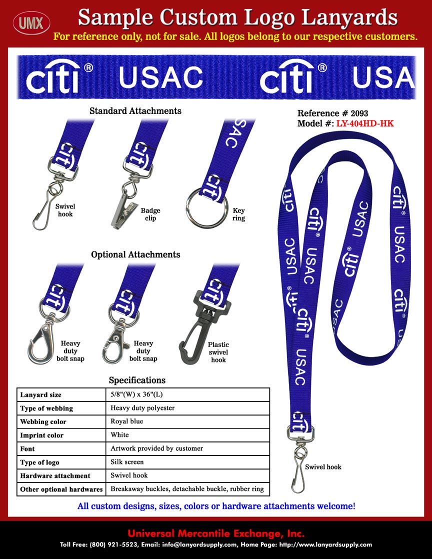 5/8" Custom Printed Lanyards: Citi USAC Lanyards - with Citibank Logo Printed.