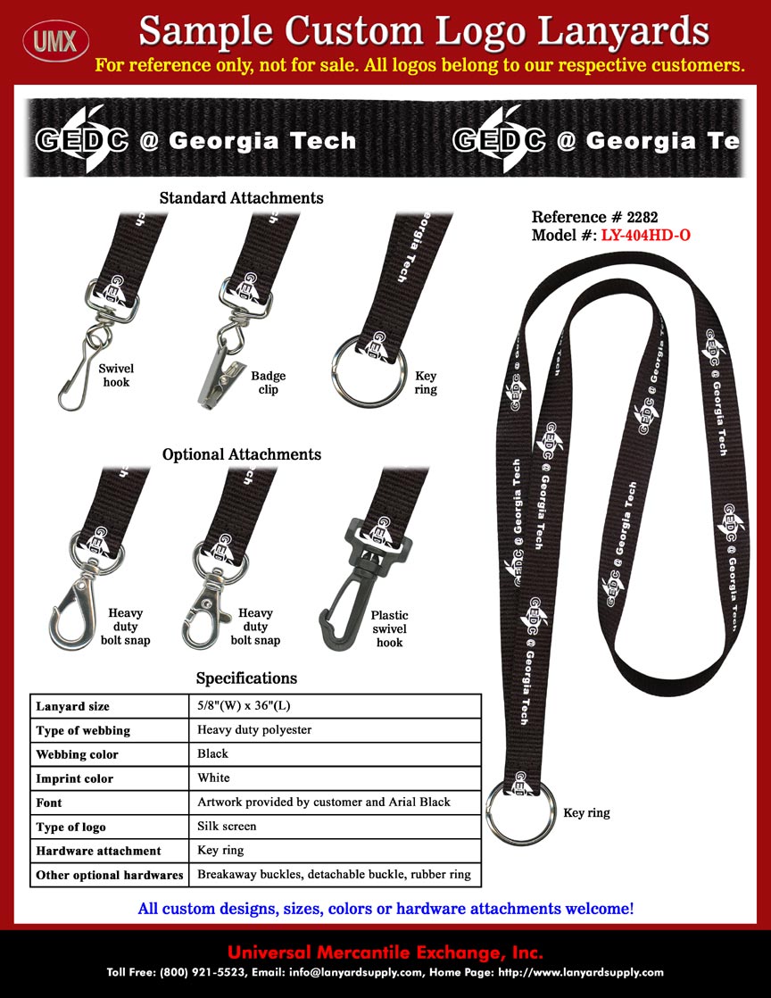 5/8" Custom Printed Lanyards: Technology Square - The Georgia Electronic Design Center GEDC @ Georgia Tech Lanyards.