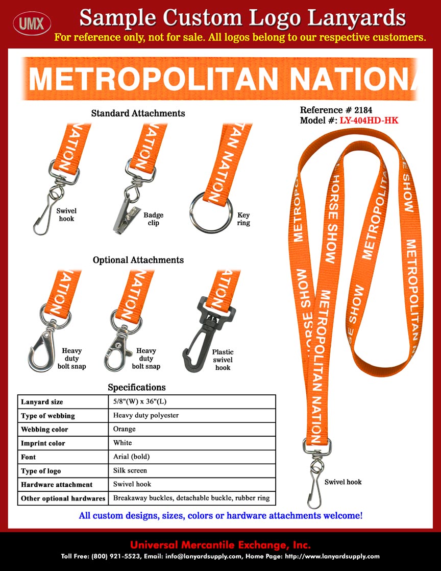 5/8" Custom Printed Lanyards: METROPLITAN NATIONAL HORSE SHOW Lanyards.