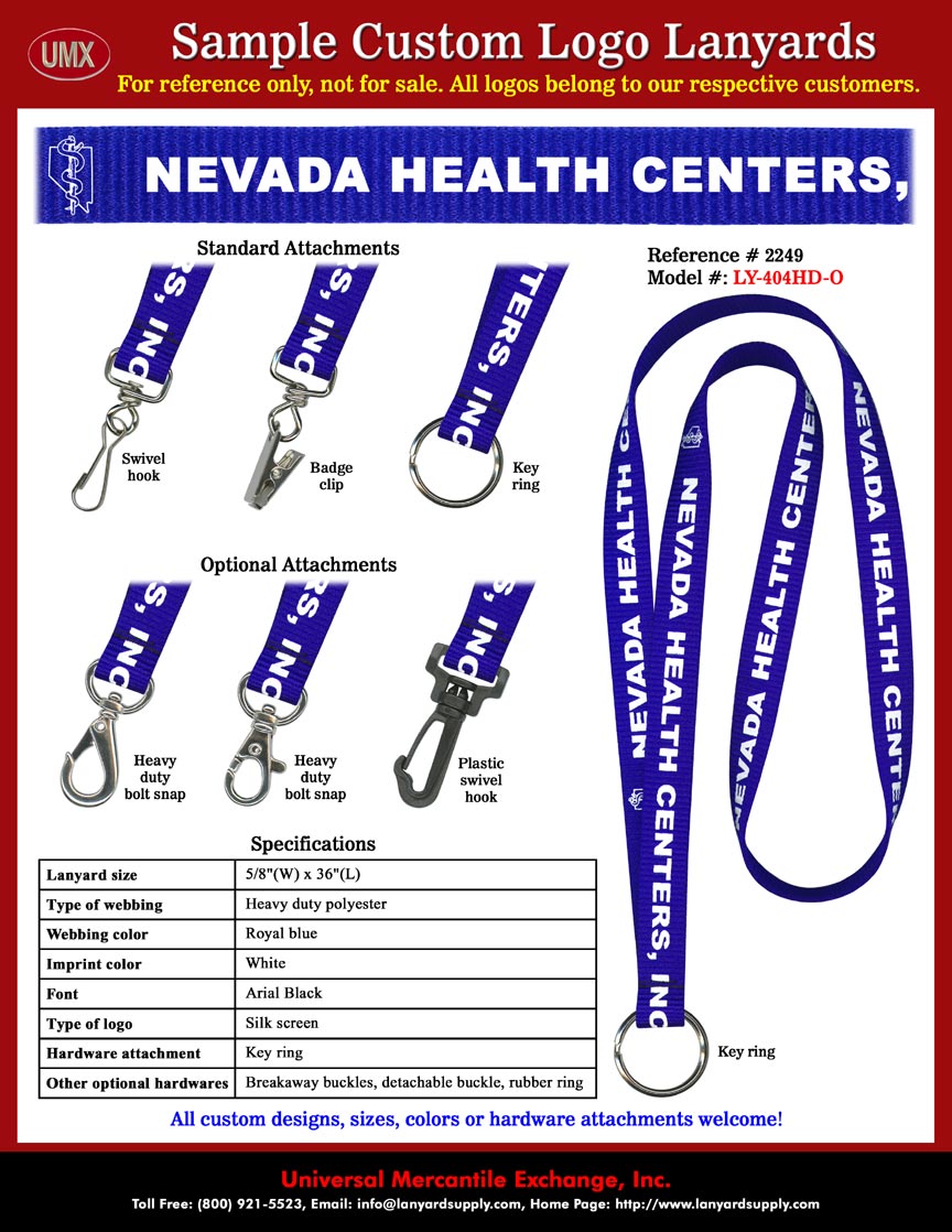 5/8" Custom Printed Lanyards: NEVADA HEALTH CENTERS, INC Lanyards.