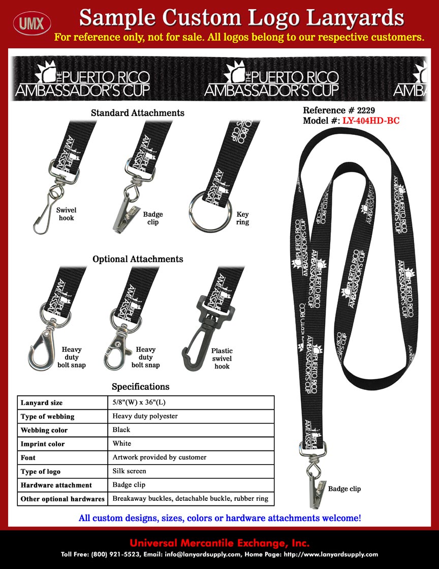 5/8" Custom Printed: The Puerto Rico Ambassador's Cup - Golf Tournament Lanyards.