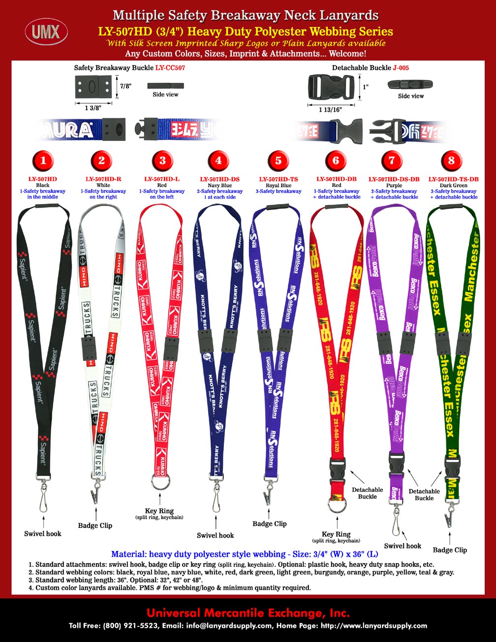 Multi-Safety Custom Imprinted ID Lanyards