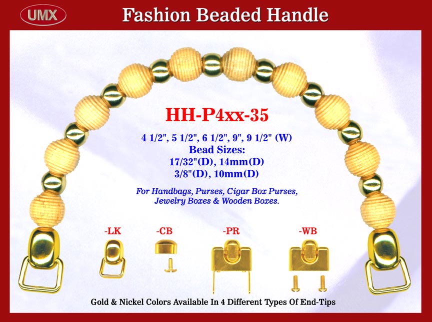 Gold Color Model: HH-P4xx-35 Stylish Wood Beads Purse Handle For Wood Jewelry Box handbag, Cigar
Box Purse and Cigarbox